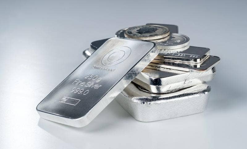 Silver bars and coins